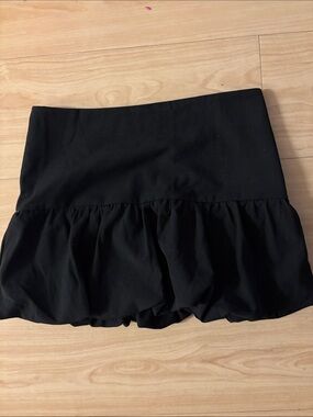 Women's Black Ruffle Mini Skirt